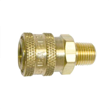 1/4 Inch Straight Through Brass Coupler X 1/4 Inch Male NPT (no Valve), PK 50